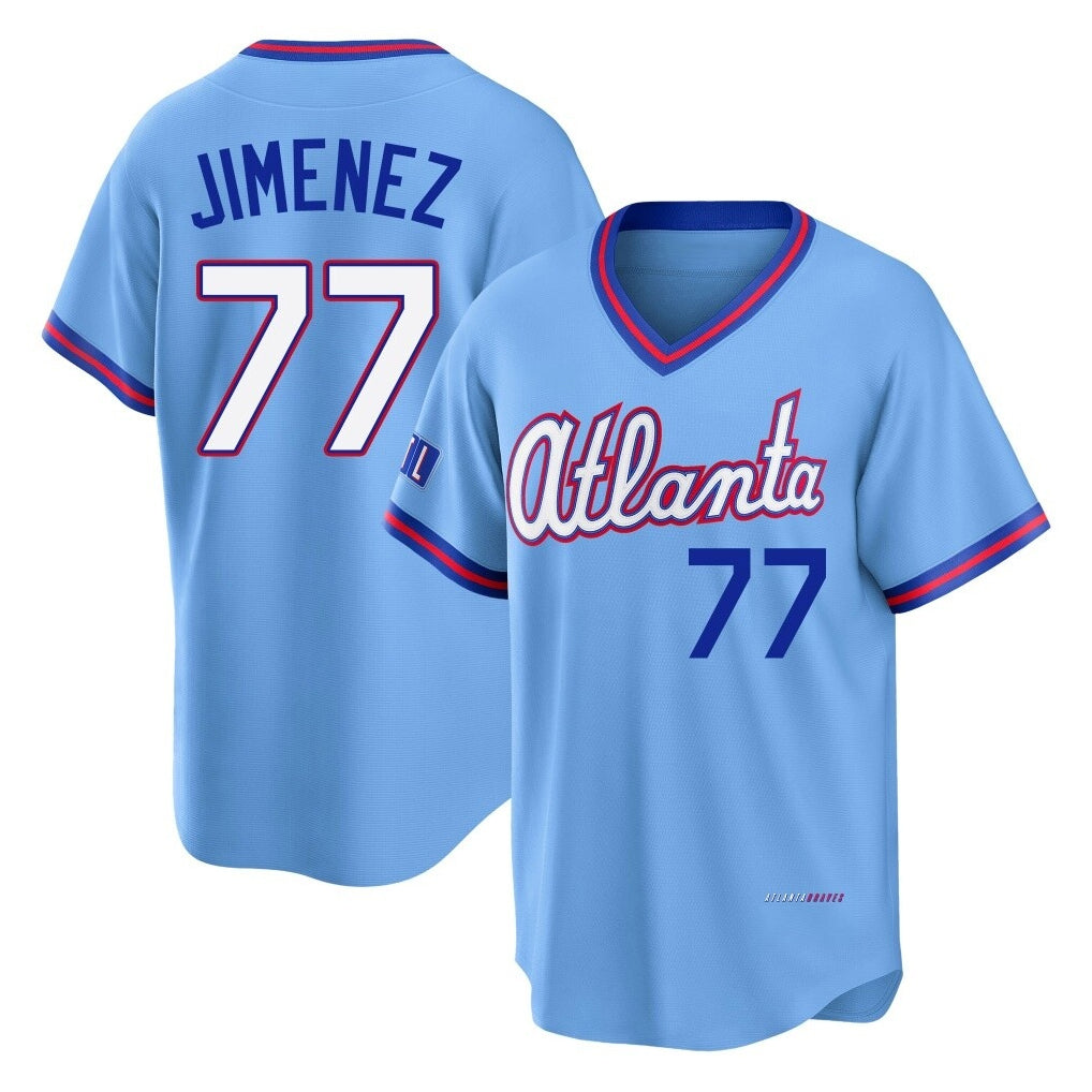 Atlanta Braves #77 Joe Jimenez Player Powder Blue CONTON 2026 City Connect T-shirt Home Game Stitched Jerseys
