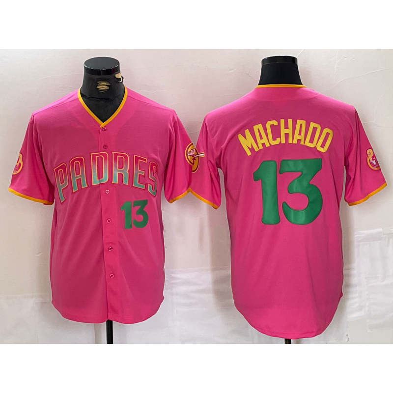 San Diego Padres #13 Manny Machado Pink CONTON Cool Base Stitched Jerseys