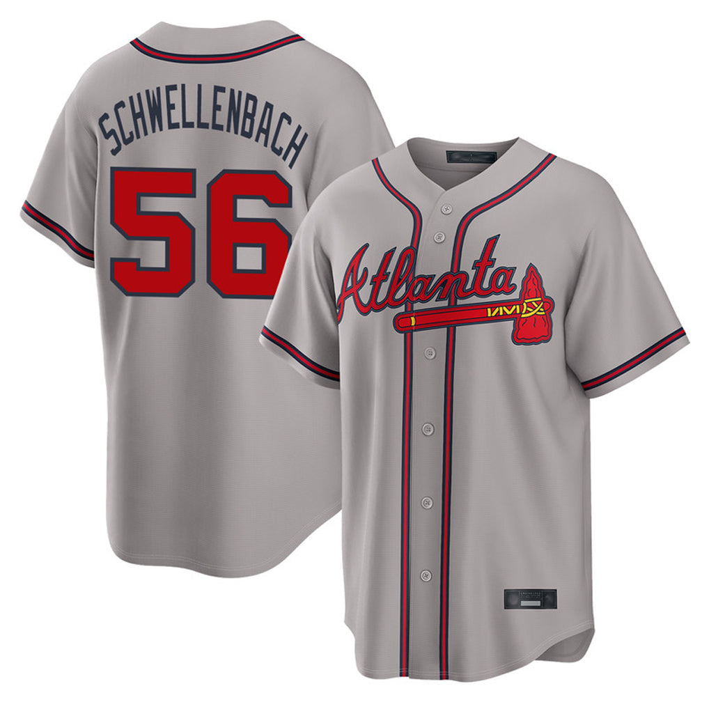 Atlanta Braves #56 Spencer Schwellenbach Player Gray CONTON Home Game Stitched Jerseys