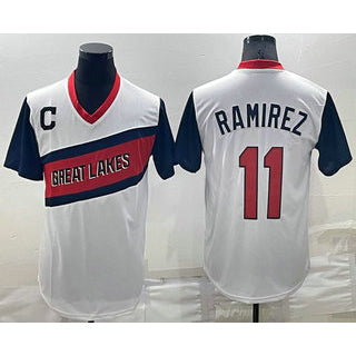 Cleveland Indians #11 Jose Ramirez White CONTON 2021 Little League Classic Stitched Jersey