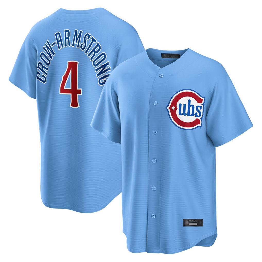 Chicago Cubs #4 Pete Crow-Armstrong Player Light Blue CONTON Home Game Stitched Jerseys
