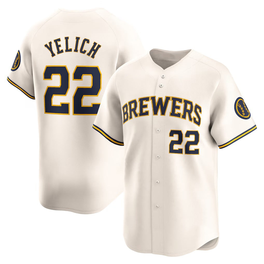 Milwaukee Brewers #22 Christian Yelich Cream CONTON Home Limited Player Jersey