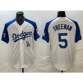 Los Angeles Dodgers #5 Freddie Freeman White Blue CONTON Fashion Stitched Cool Base Limited Jersey 2
