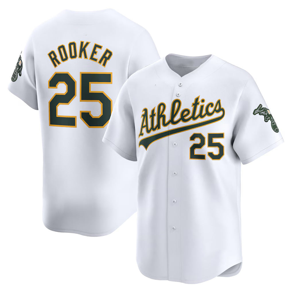 Oakland Athletics #25 Brent Rooker White CONTON Home Limited Player Jersey