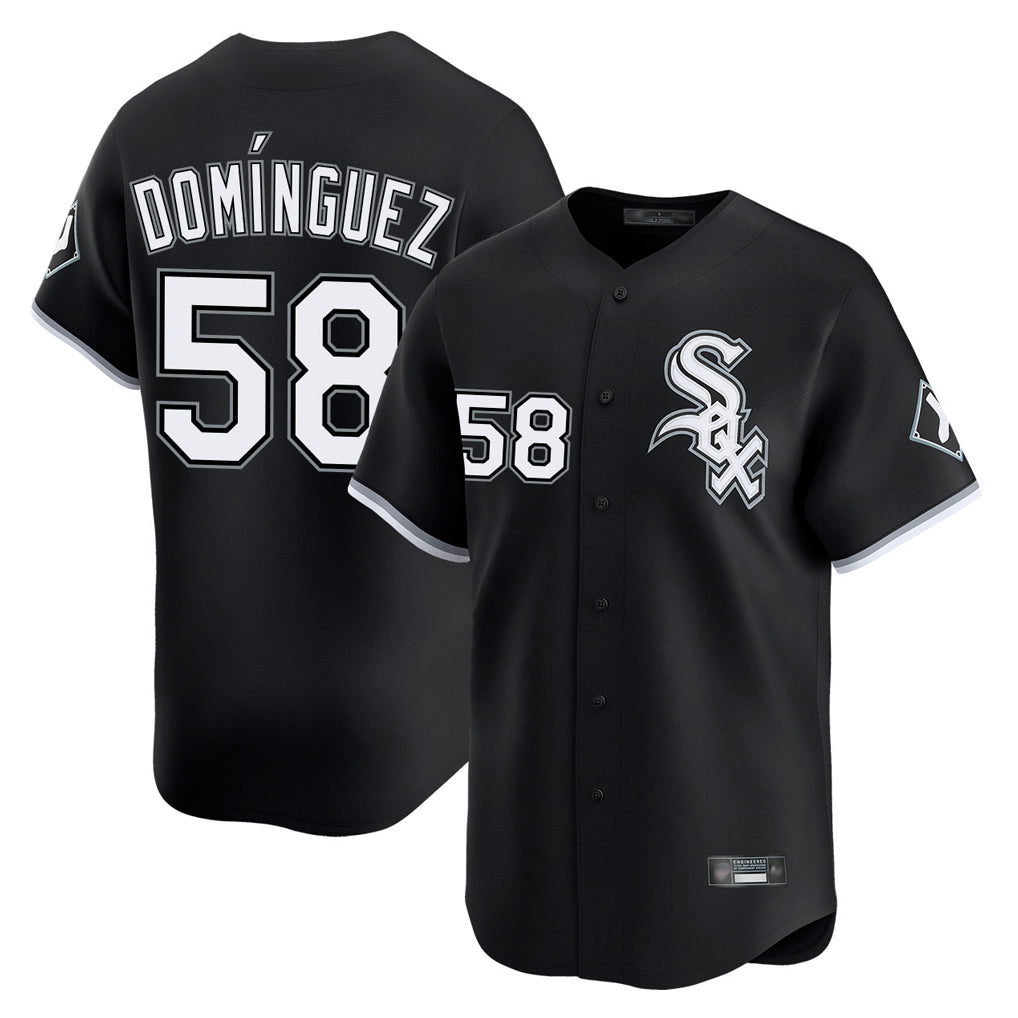 Chicago White Sox #58 Seranthony Dominguez Player Black CONTON Limited Home Stitched Jerseys