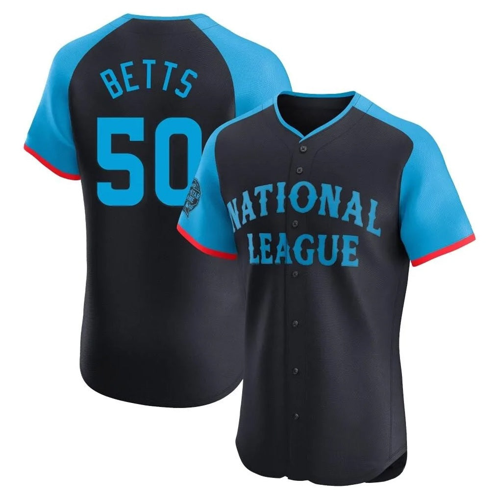 Los Angeles Dodgers #50 Mookie Betts Player Black CONTON National League All-Star Limited Elite Home Stitched Jerseys