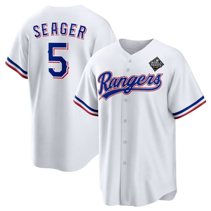 Texas Rangers #5 Corey Seager White CONTON 2023 World Series Stitched Jersey