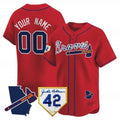 Custom Atlanta Braves 2024 Robinson & Georgia Patch Vapor Premier Limited Jersey ¨C Red CONTON
