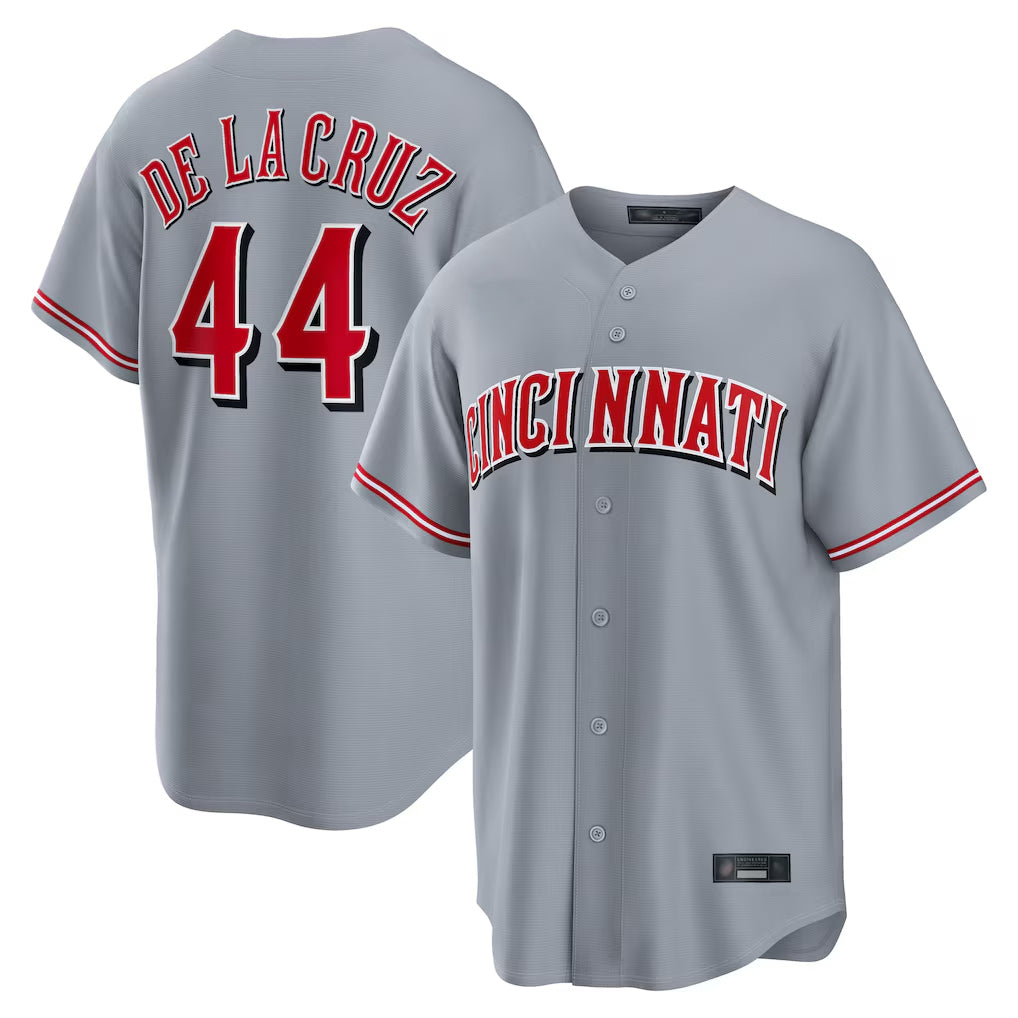 Cincinnati Reds #44 Elly De La Cruz Player Gray CONTON Home Game Stitched Jerseys