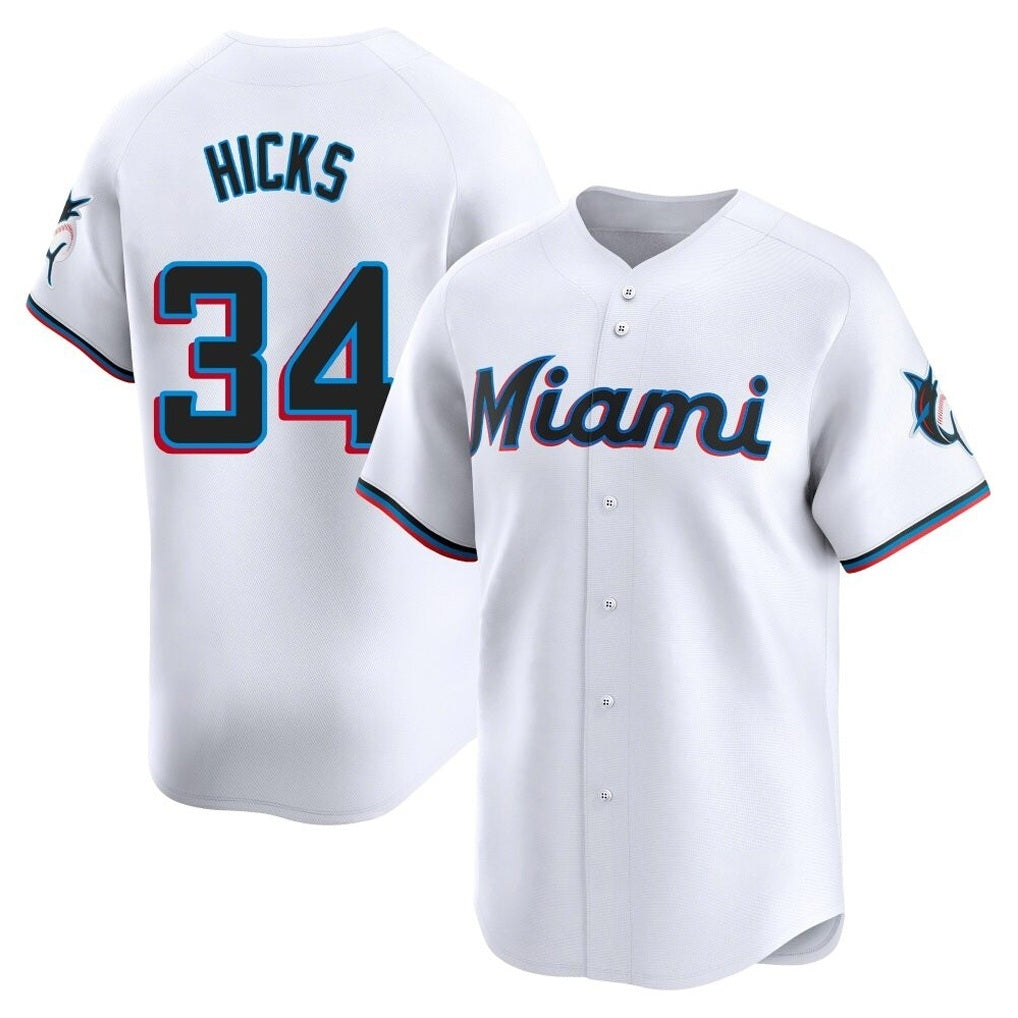 Miami Marlins #34 Liam Hicks Player White CONTON Home Limited Stitched Jerseys