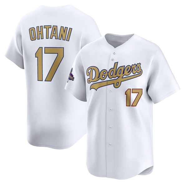 Los Angeles Dodgers #17 Shohei Ohtani White CONTON 2025 Gold Collection Limited Stitched Jersey