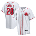 Cincinnati Reds #28 Eugenio Su¨¢rez Player White CONTON Game Home Stitched Jerseys