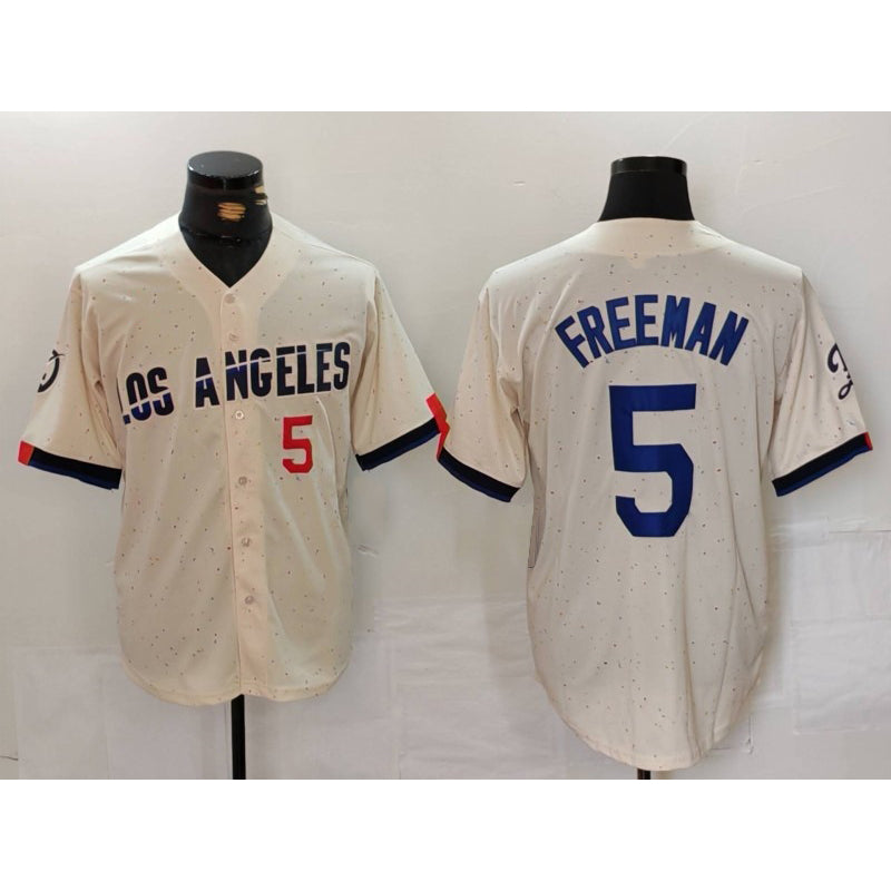 Los Angeles Dodgers #5 Freddie Freeman Number Cream CONTON 2024 City Connect Limited Stitched Jersey 2
