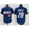 Detroit Tigers #28 Javier Baez Number 2024 Navy CONTON City Connect Cool Base Limited Stitched Jersey