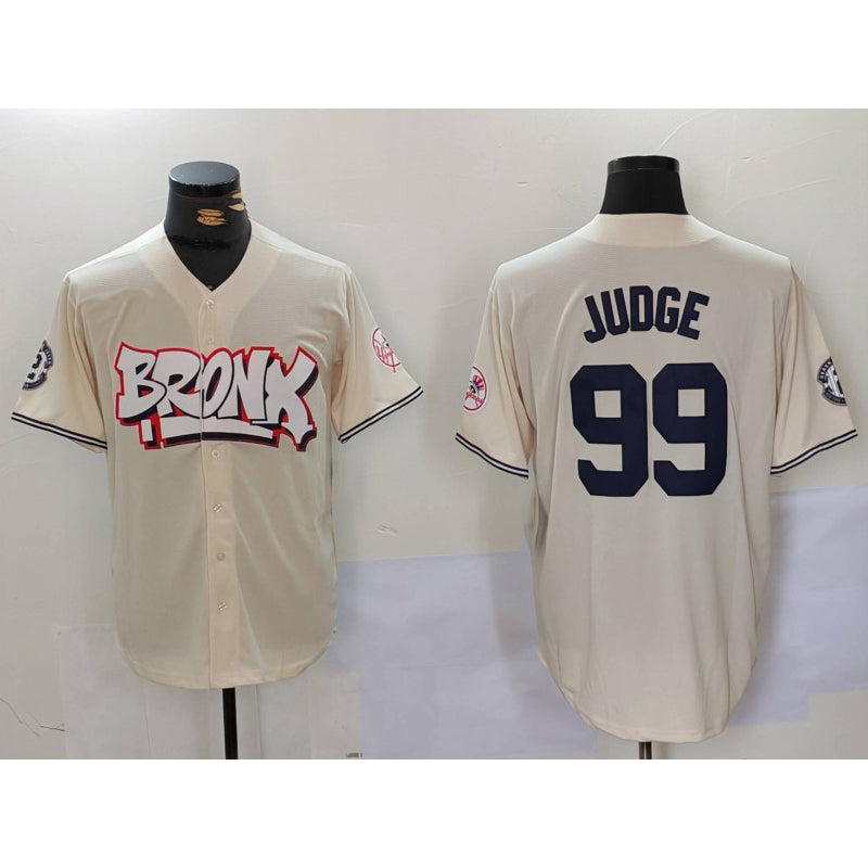 New York Yankees #99 Aaron Judge Cream CONTON Limited Stitched Jersey 2