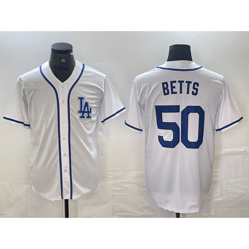 Los Angeles Dodgers #50 Mookie Betts White CONTON Cool Base Stitched Jersey