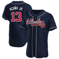Atlanta Braves #13 Ronald Acuna Jr Player Navy CONTON Limited Elite Home Game Stitched Jerseys