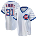 Chicago Cubs #31 Greg Maddux Player White CONTON T-shirt Cooperstown Collection Limited Stitched Jerseys
