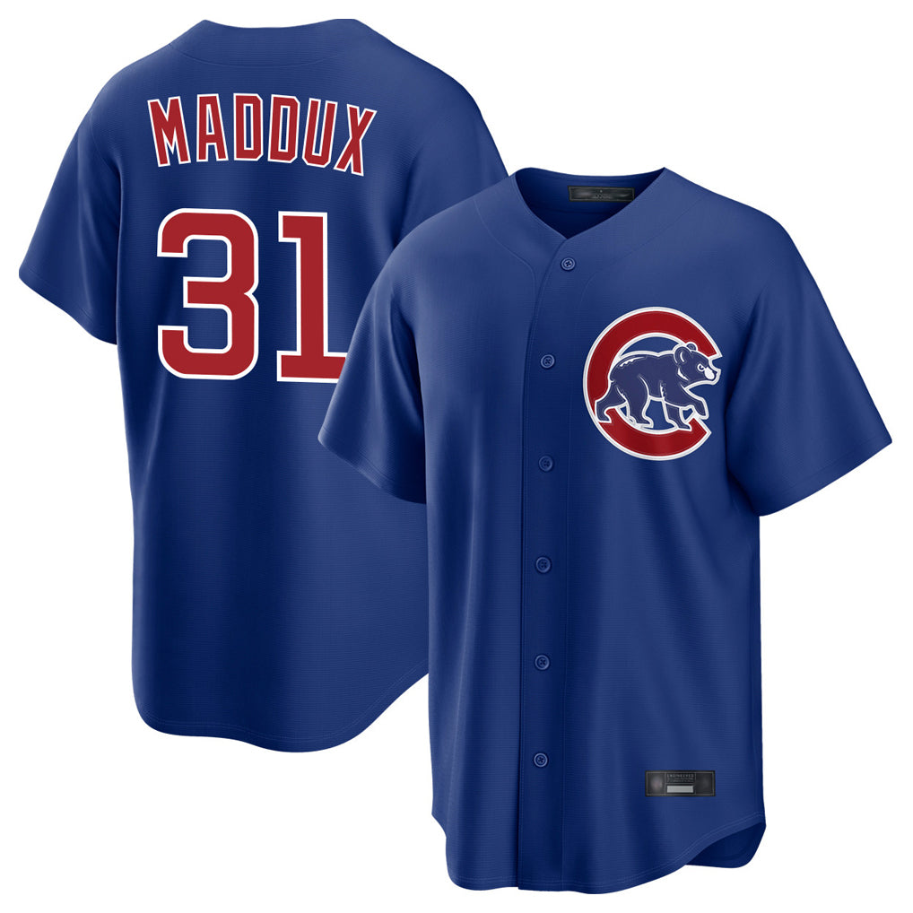Chicago Cubs #31 Greg Maddux Player Royal CONTON Home Game Stitched Jerseys