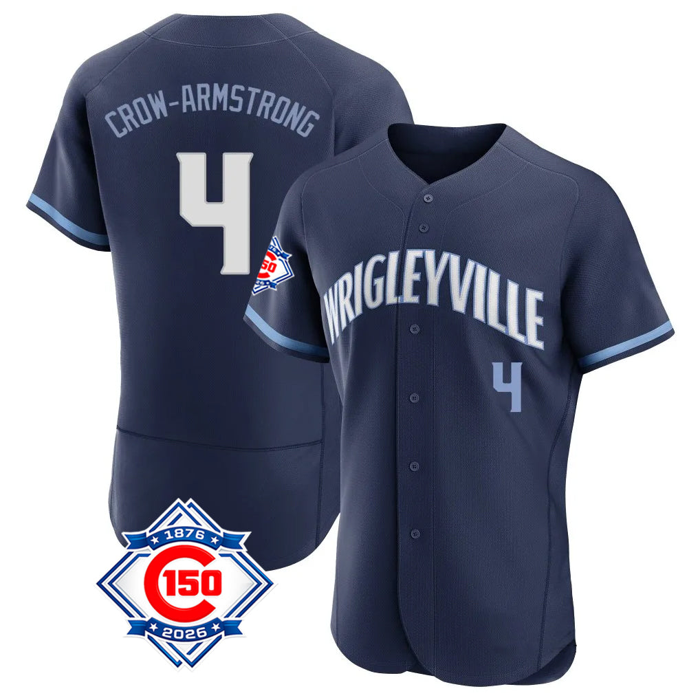 Chicago Cubs #4 Pete Crow-Armstrong Player Navy CONTON City Connect 150th Anniversary Limited Elite Home Stitched Jerseys