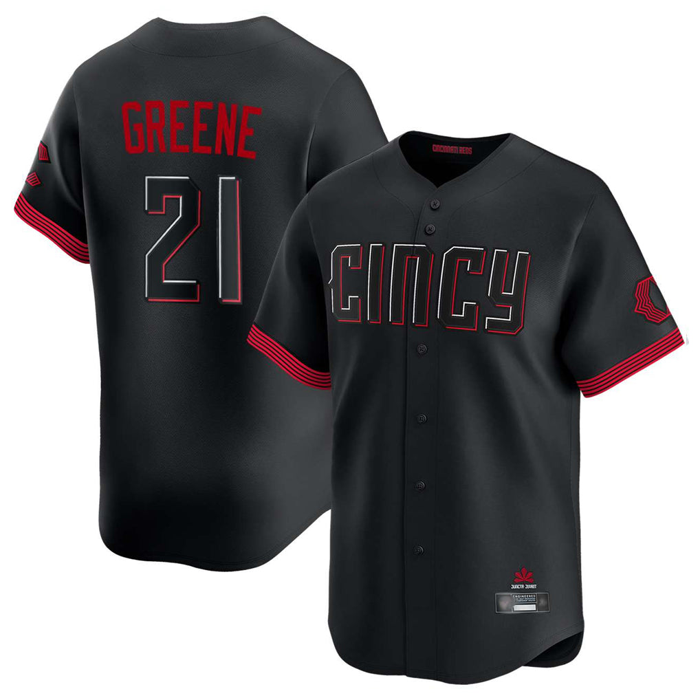 Cincinnati Reds #21 Hunter Greene Player Black CONTON City Connect Home Limited Stitched Jerseys