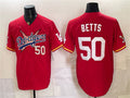 Los Angeles Dodgers x One Piece #50 Mookie Betts Red CONTON Vapor Premier Limited Stitched Jersey