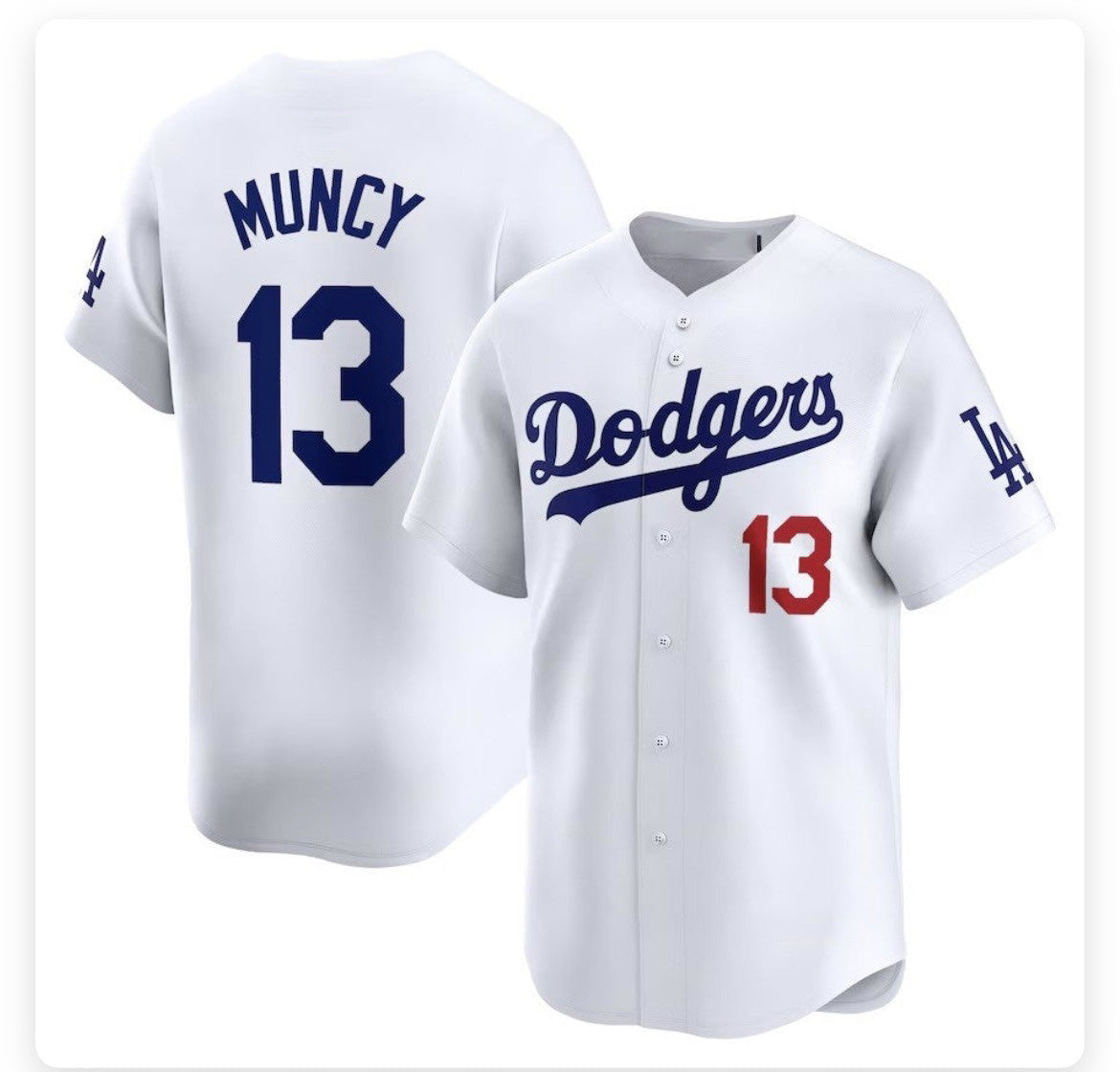 Los Angeles Dodgers #13 Max Muncy White CONTON Stitched Cool Base Jersey