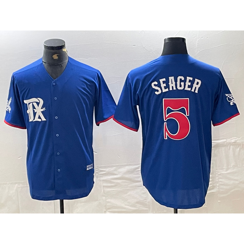 Texas Rangers #5 Corey Seager Royal Blue CONTON 2023 City Connect Stitched Jersey