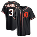 Detroit Tigers #3 Alan Trammell Player Black CONTON Fashion Out Home Game Stitched Jerseys