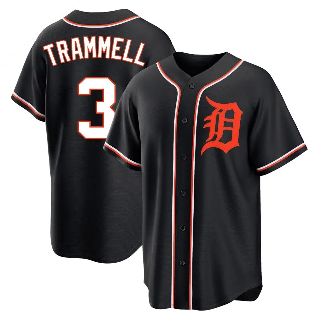 Detroit Tigers #3 Alan Trammell Player Black CONTON Fashion Out Home Game Stitched Jerseys
