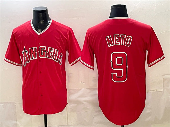 Los Angeles Angels #9 Zach Neto Red CONTON Stitched Jersey
