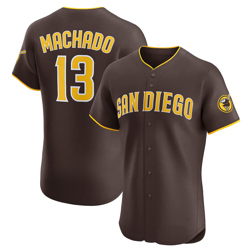 San Diego Padres #13 Manny Machado Brown CONTON Road Elite Jersey