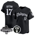 Los Angeles Dodgers #17 Shohei Ohtani Black CONTON Mexico 2025 LA Gothic Style With Vin And 2024 World Series Champions Patch Vapor Premier Limited Stitched Jersey