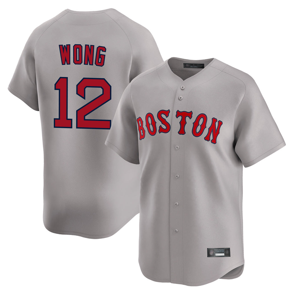 Boston Red Sox #12 Connor Wong Player Gray CONTON Road Limited Home Game Stitched Jerseys1