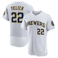 Milwaukee Brewers #22 Christian Yelich White CONTON Team Alternate Authentic Player Jersey