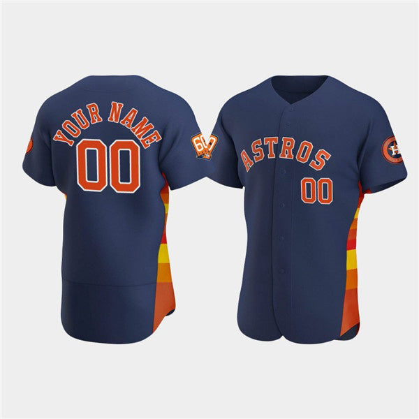 Custom Houston Astros Active Player Navy CONTON 60th Anniversary Flex Base Stitched Jersey