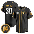 Cincinnati Reds #30 Ken Griffey Player Black-Gold CONTON Vapor Premier Limited Home Stitched Jerseys