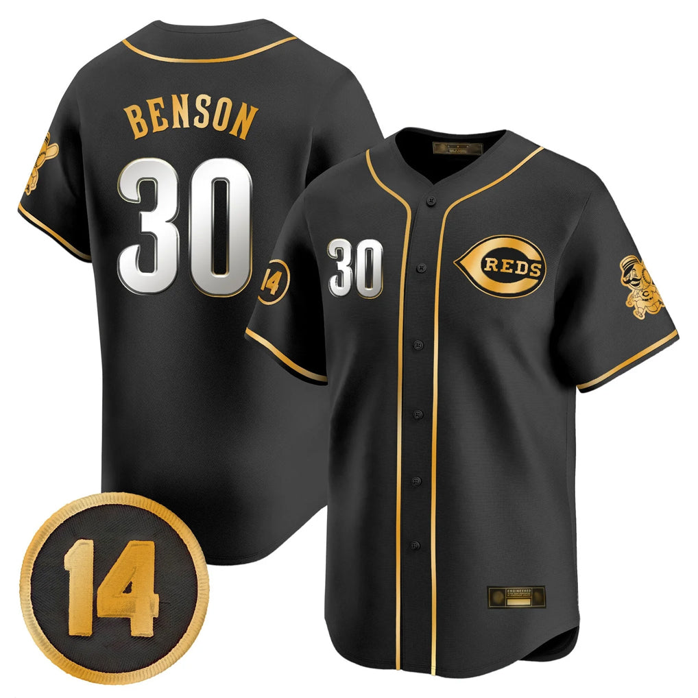 Cincinnati Reds #30 Ken Griffey Player Black-Gold CONTON Vapor Premier Limited Home Stitched Jerseys