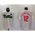 Philadelphia Phillies #12 Kyle Schwarber White Green CONTON Cool Base Stitched Jersey 2