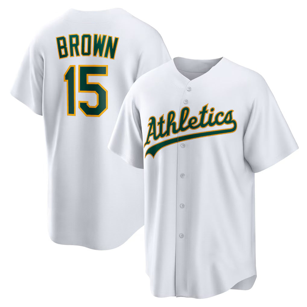 Oakland Athletics #15 Seth Brown White CONTON Home Replica Jersey