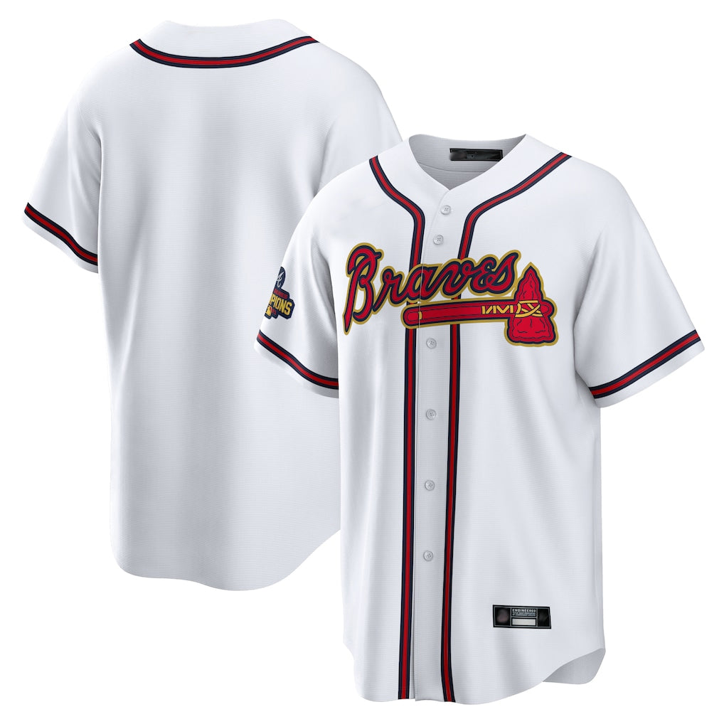 Atlanta Braves White Gold CONTON Home Game Blank Player Stitched Jerseys