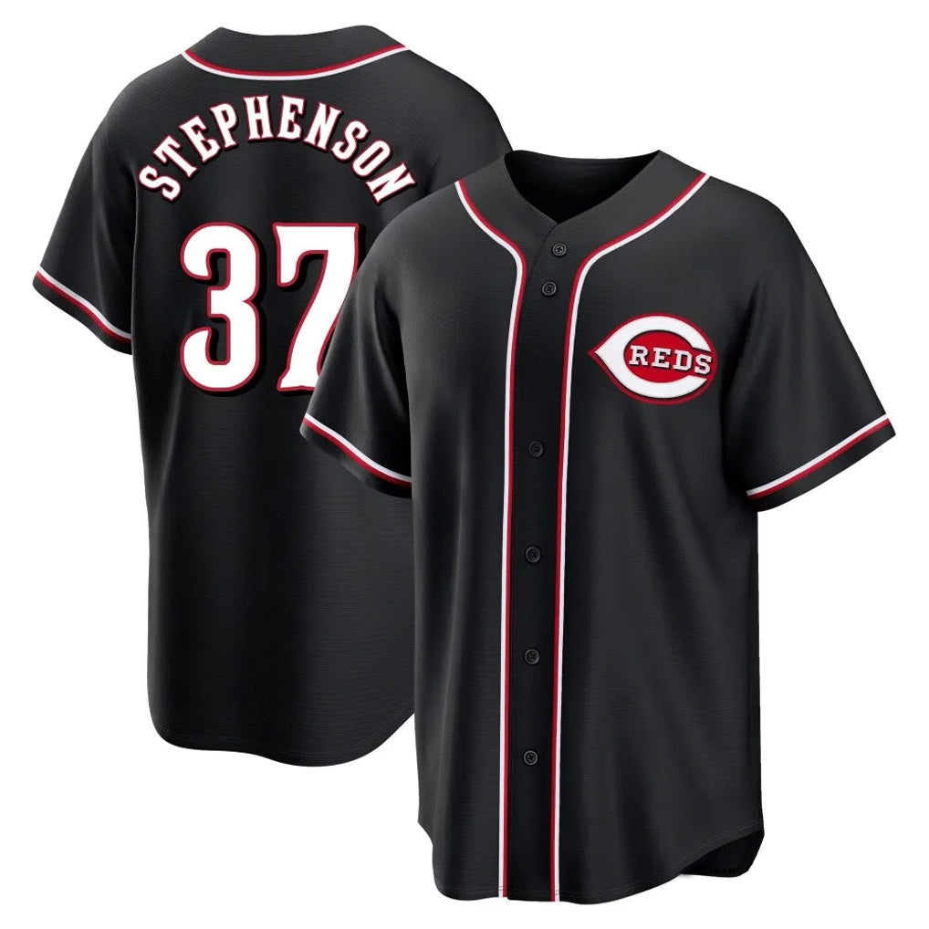 Cincinnati Reds #37 Tyler Stephenson Player Black CONTON Fashion Out Home Game Stitched Jerseys
