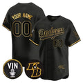 Custom Los Angeles Dodgers Vin Patch & Kobe Bryant Signature Vapor Premier Limited Jersey ¨C Black CONTON