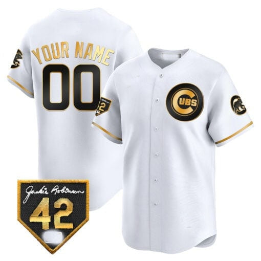 Custom Chicago Cubs 2024 Jackie Robinson Patch Vapor Premier Limited Jersey V2 ¨C White CONTON