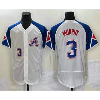 Atlanta Braves #3 Dale Murphy Number White CONTON 2023 City Connect Flex Base Stitched Jersey 3