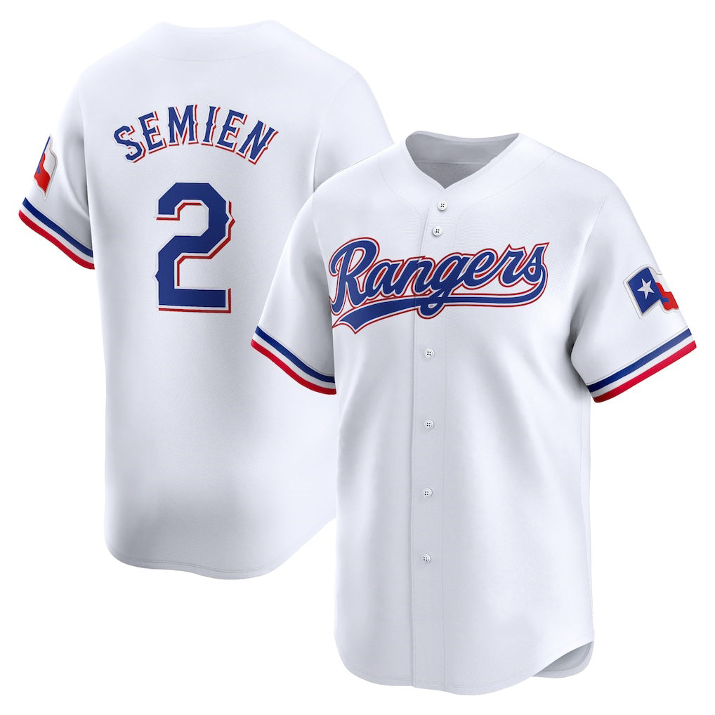Texas Rangers #2 Marcus Semien White CONTON Home Limited Player Jersey