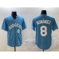Los Angeles Dodgers #8 Enrique Hernandez Light Blue CONTON Limited Stitched Jersey