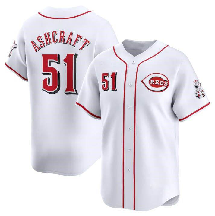 Cincinnati Reds #51 Graham Ashcraft White CONTON Home Limited Stitched Jersey