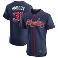 Atlanta Braves #31 Greg Maddux Player Navy CONTON Limited Elite Home Game Stitched Jerseys