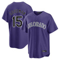 Colorado Rockies #15 Hunter Goodman Player Purple CONTON Game Home Stitched Jerseys